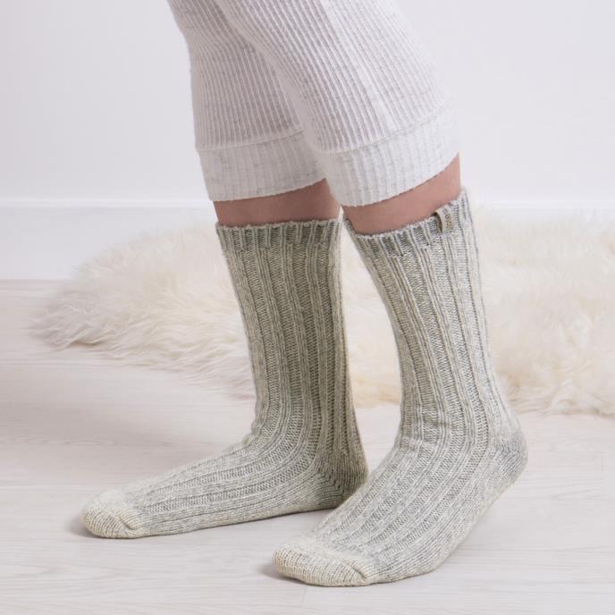 totes toasties® Ladies Chunky Twist Wool Boot Socks (Twin Pack) Grey / Sage Extra Image 3